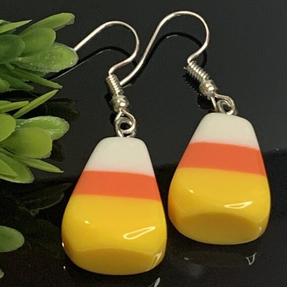 Candy Corn Earring, Halloween Earring, Funny Food Earring, Fall Earring, Candy - Picture 2 of 8
